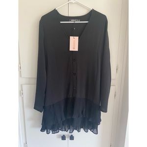 Missguided - Black Long-sleeve Mini Dress, Size US 4